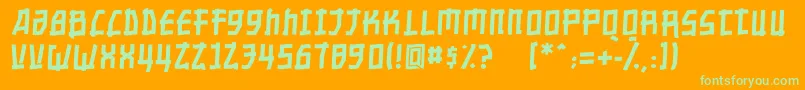 Шрифт Nippontoonitalic – зелёные шрифты на оранжевом фоне