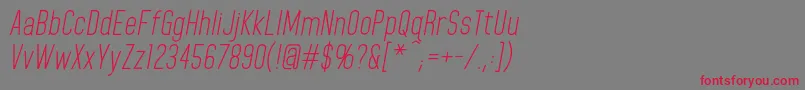 フォントHomeplanetbbItalic – 赤い文字の灰色の背景