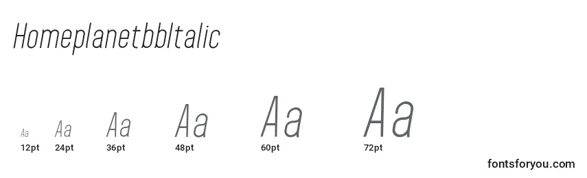 HomeplanetbbItalic Font Sizes