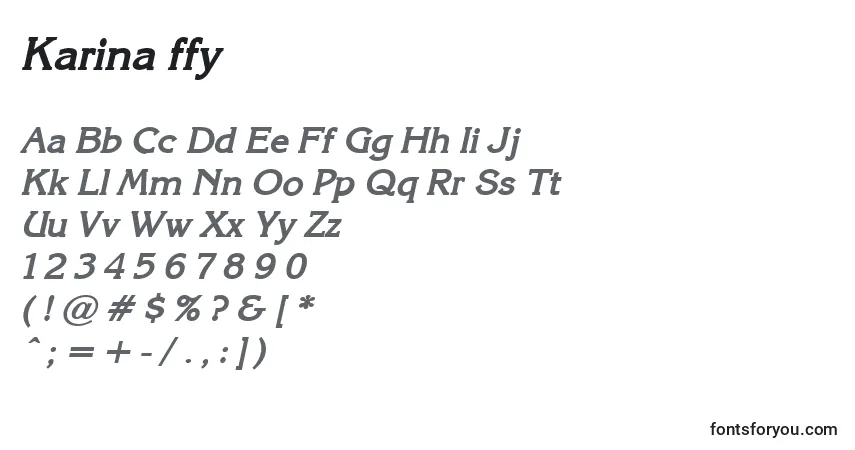 Шрифт Karina ffy – алфавит, цифры, специальные символы