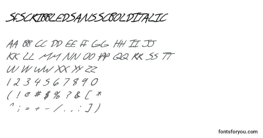 Fuente SfScribbledSansScBoldItalic - alfabeto, números, caracteres especiales