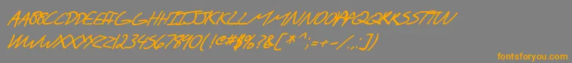 フォントSfScribbledSansScBoldItalic – オレンジの文字は灰色の背景にあります。