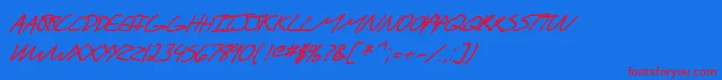 SfScribbledSansScBoldItalic Font – Red Fonts on Blue Background