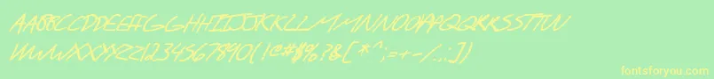 SfScribbledSansScBoldItalic Font – Yellow Fonts on Green Background