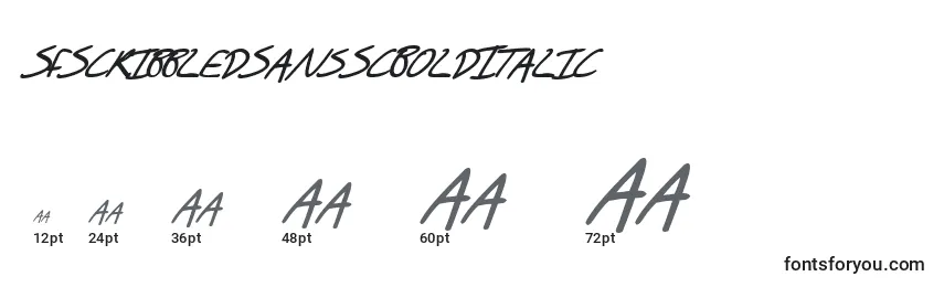 Размеры шрифта SfScribbledSansScBoldItalic