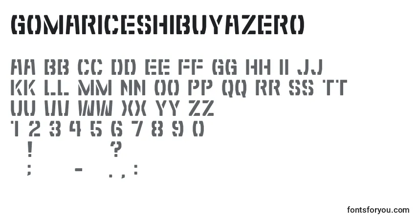 A fonte GomariceShibuyaZero – alfabeto, números, caracteres especiais