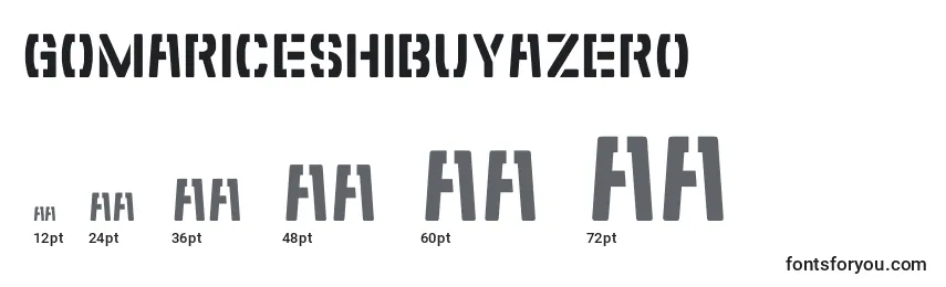 Размеры шрифта GomariceShibuyaZero
