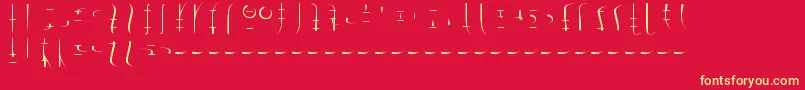 フォントLswDrachenklaueSamys0.1 – 黄色の文字、赤い背景