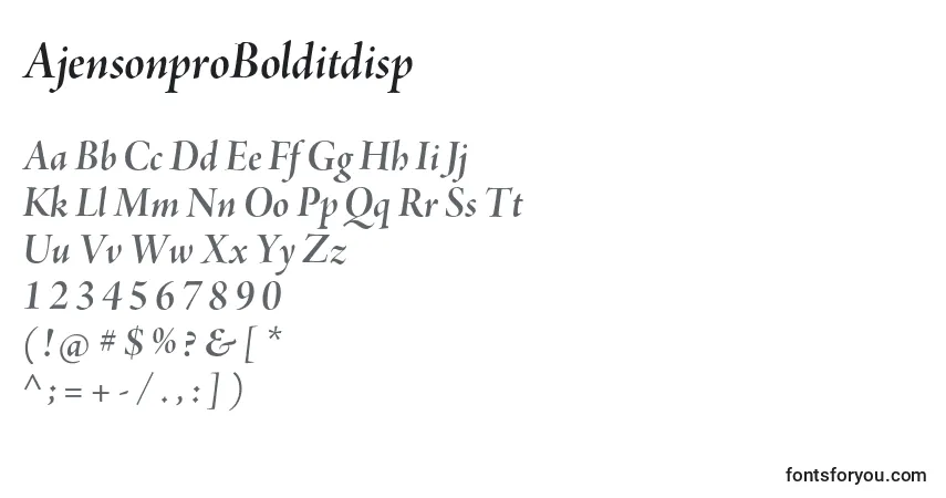 A fonte AjensonproBolditdisp – alfabeto, números, caracteres especiais