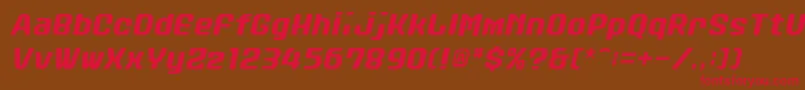 フォントStanleyAlphabetoblique – 赤い文字が茶色の背景にあります。