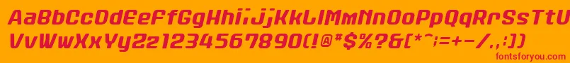 StanleyAlphabetoblique-fontti – punaiset fontit oranssilla taustalla