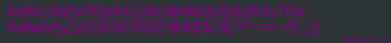 Czcionka TypoQuikItalicDemo – fioletowe czcionki na czarnym tle