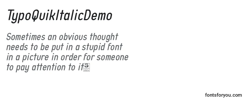 Review of the TypoQuikItalicDemo Font