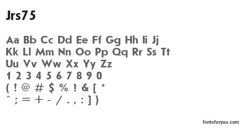 Czcionka Jrs75 – alfabet, cyfry, specjalne znaki