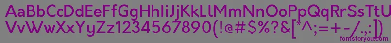 フォントOrkneyMedium – 紫色のフォント、灰色の背景