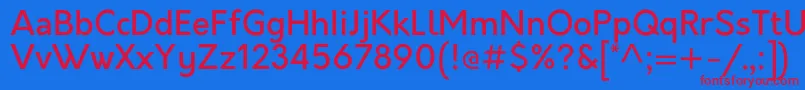 OrkneyMedium-Schriftart – Rote Schriften auf blauem Hintergrund