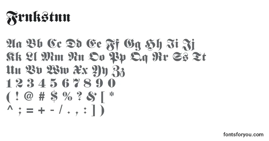 Czcionka Frnkstnn – alfabet, cyfry, specjalne znaki