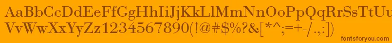 BodoniRoman-Schriftart – Braune Schriften auf orangefarbenem Hintergrund