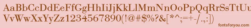 BodoniRoman-Schriftart – Braune Schriften auf rosa Hintergrund