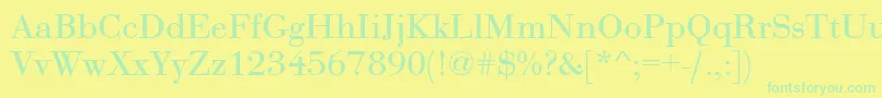 BodoniRoman Font – Green Fonts on Yellow Background