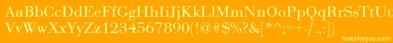 BodoniRoman-fontti – keltaiset fontit oranssilla taustalla