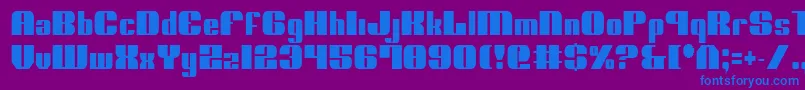 NoloContendreCondensed-Schriftart – Blaue Schriften auf violettem Hintergrund