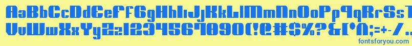 NoloContendreCondensed-fontti – siniset fontit keltaisella taustalla