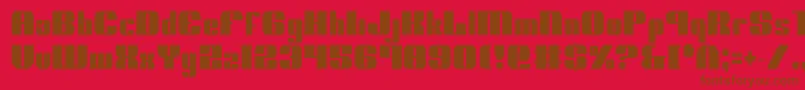 NoloContendreCondensed-Schriftart – Braune Schriften auf rotem Hintergrund