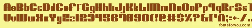 フォントNoloContendreCondensed – 茶色の文字が黄色の背景にあります。