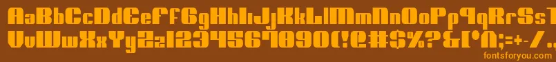 フォントNoloContendreCondensed – オレンジ色の文字が茶色の背景にあります。