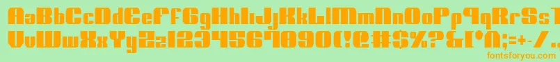 NoloContendreCondensed-fontti – oranssit fontit vihreällä taustalla