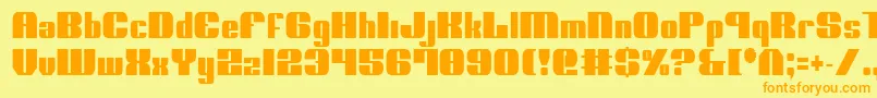 NoloContendreCondensed-fontti – oranssit fontit keltaisella taustalla