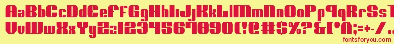 NoloContendreCondensed-Schriftart – Rote Schriften auf gelbem Hintergrund