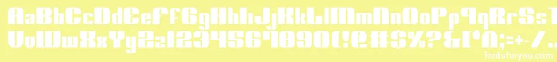 NoloContendreCondensed-fontti – valkoiset fontit keltaisella taustalla