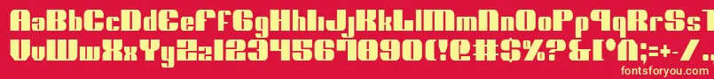 NoloContendreCondensed-fontti – keltaiset fontit punaisella taustalla