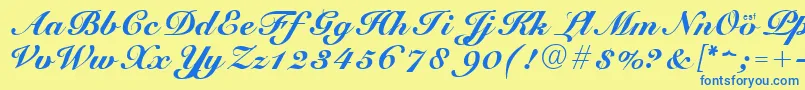 CursiveElegant Font – Blue Fonts on Yellow Background