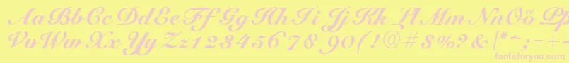 CursiveElegant-Schriftart – Rosa Schriften auf gelbem Hintergrund