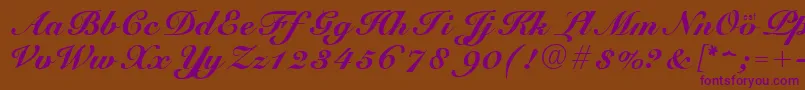 CursiveElegant-Schriftart – Violette Schriften auf braunem Hintergrund