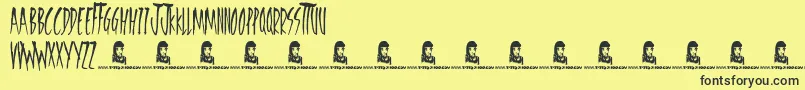 Fonte FreedomFighters – fontes pretas em um fundo amarelo