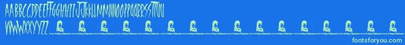 フォントFreedomFighters – 青い背景に緑のフォント
