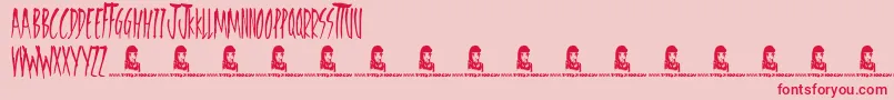 Fonte FreedomFighters – fontes vermelhas em um fundo rosa