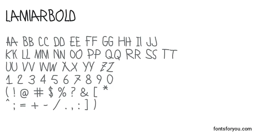 A fonte LamiarBold (77548) – alfabeto, números, caracteres especiais