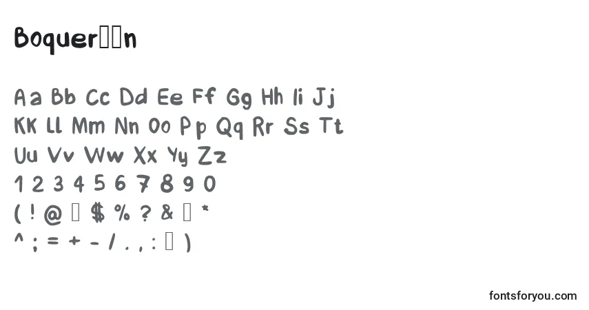 Schriftart BoquerРІn – Alphabet, Zahlen, spezielle Symbole