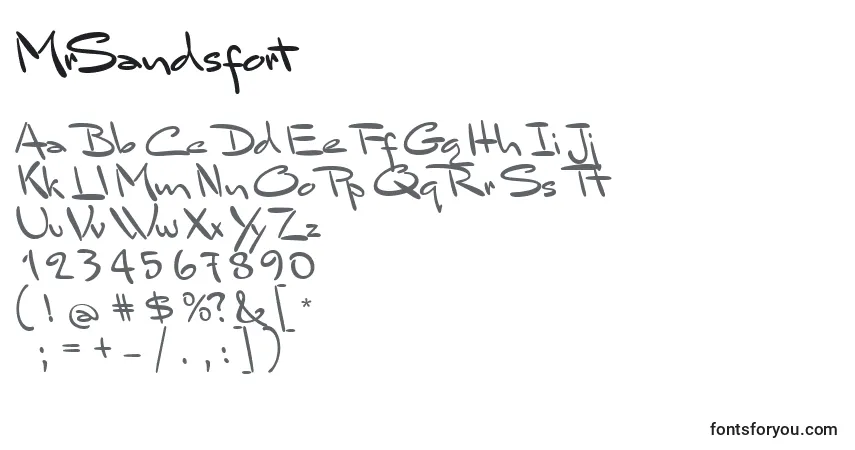 Czcionka MrSandsfort – alfabet, cyfry, specjalne znaki