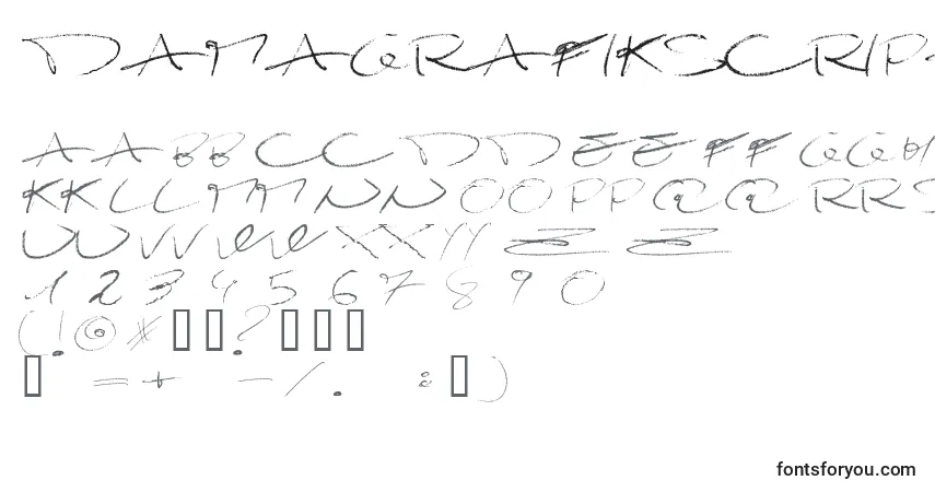 DamagrafikscriptRegularフォント–アルファベット、数字、特殊文字