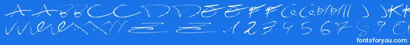 DamagrafikscriptRegular-Schriftart – Weiße Schriften auf blauem Hintergrund