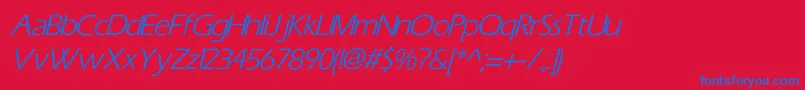 Fonte TiliItalic – fontes azuis em um fundo vermelho