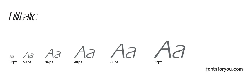 Размеры шрифта TiliItalic