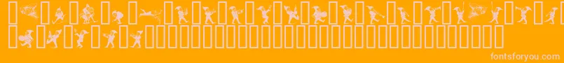 Gnomes ffy-Schriftart – Rosa Schriften auf orangefarbenem Hintergrund