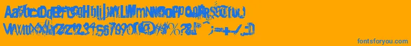 Angsterdamn-Schriftart – Blaue Schriften auf orangefarbenem Hintergrund